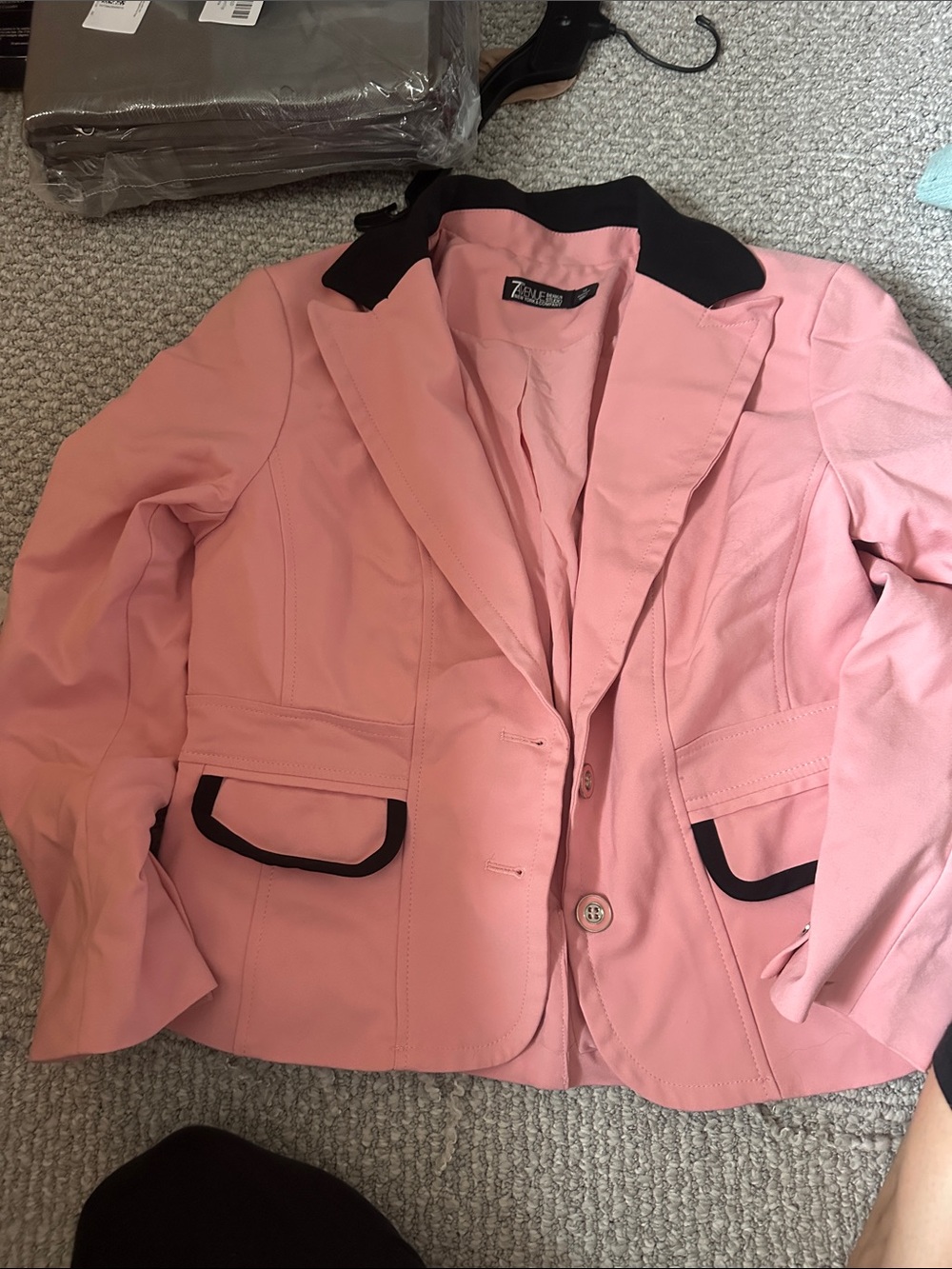 New York & Company Pink Blazer with Black Trim
